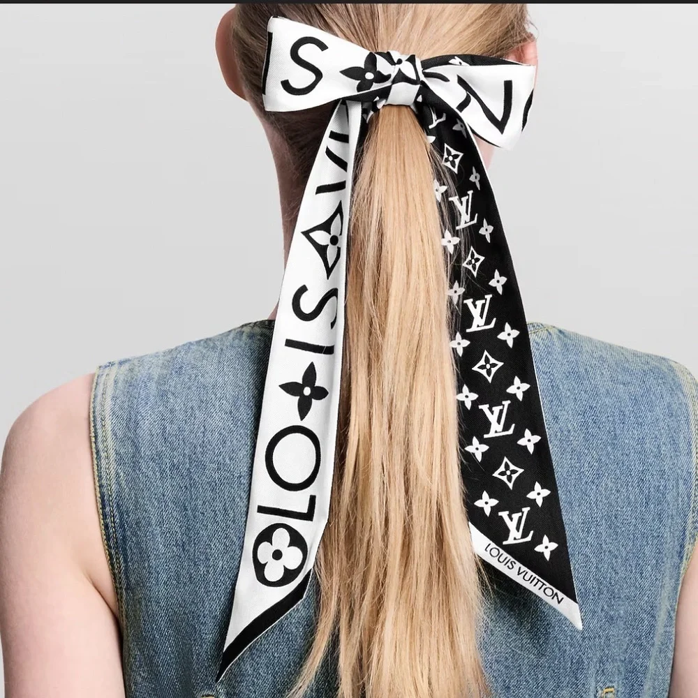 Louis Vuitton Black and White Monogram Silk Bandeau